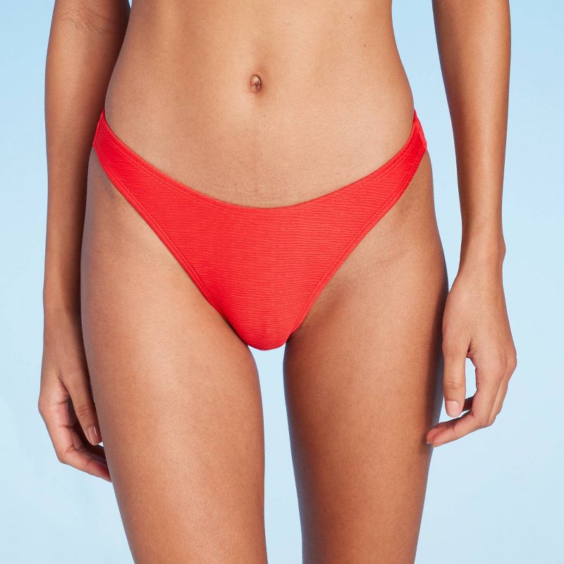 Women's Textured High Leg Cheeky Bikini Bottom - Wild Fable™, 1 of 7