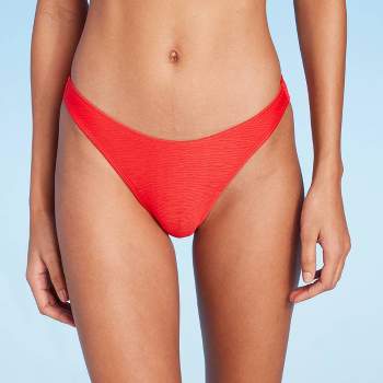 Women's Textured High Leg Cheeky Bikini Bottom - Wild Fable™