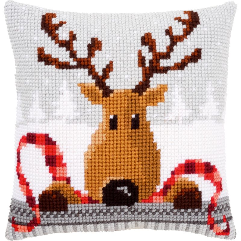 Vervaco Needlepoint Cushion Top Kit 16"X16"-Reindeer With A Red Scarf, 2 of 4