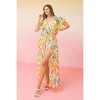 Slickblue Lightweight Woven Maxi Cover Up for Women, Printed Design with Empire Tie and Ruffled Sleeves, Size S-L - 4 of 4