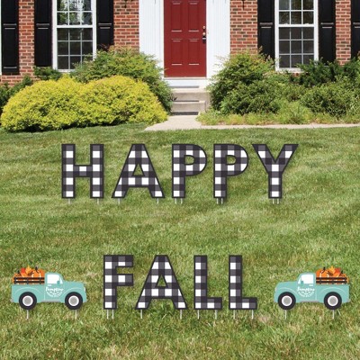 Big Dot of Happiness Happy Fall Truck - Yard Sign Outdoor Lawn Decorations - Harvest Pumpkin Party Yard Signs - Happy Fall