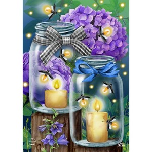 Fireflies Spring House Flag Candles Mason Jars 28 x 40 Briarwood Lane - 1 of 4