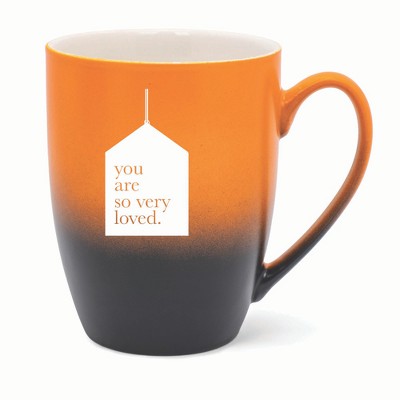 Elanze Designs You Are So Very Loved. Two Toned Ombre Matte 10 ounce New Bone China Coffee Tea Cup Mug, Orange and Black