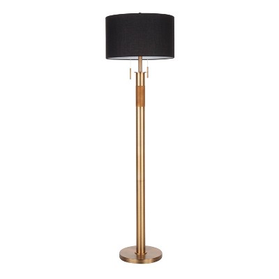 Trophy Industrial Floor Lamp with Linen Shade Black (Includes LED Light Bulb) - LumiSource