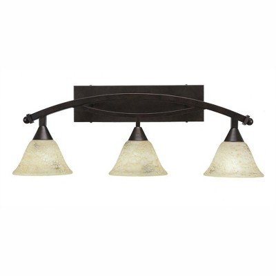 Toltec Lighting Bow 3 - Light Vanity in  Bronze with 7" Italian Marble Shade