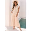 Amaryllis Women’s Sleeveless Ribbed Wide Leg Jumpsuit Button Front Relaxed Fit One-Piece Lounge Jumpsuit - 3 of 4