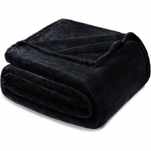 King Size Fleece Blanket, Warm, All Season, 90x104 Inches, Black - 1 of 4