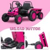Kids Ride On Tractor with Trailer, 12V Battery Powered Electric Tractor with Remote Control, Music, USB, Led, Unload Button - 2 of 4