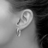 Black Bow Jewelry Blue & White Diamond Crossover Hinged Hoop Earrings in Sterling Silver - 3 of 4