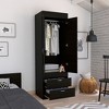 CAVINAS Wardrobe Closet,Armoire Closet with Double Doors,2 Drawers,1 Integrated Hanging Rod,Metal Handles,Wardrobe for Bedrooms,Dressing Room - 2 of 4