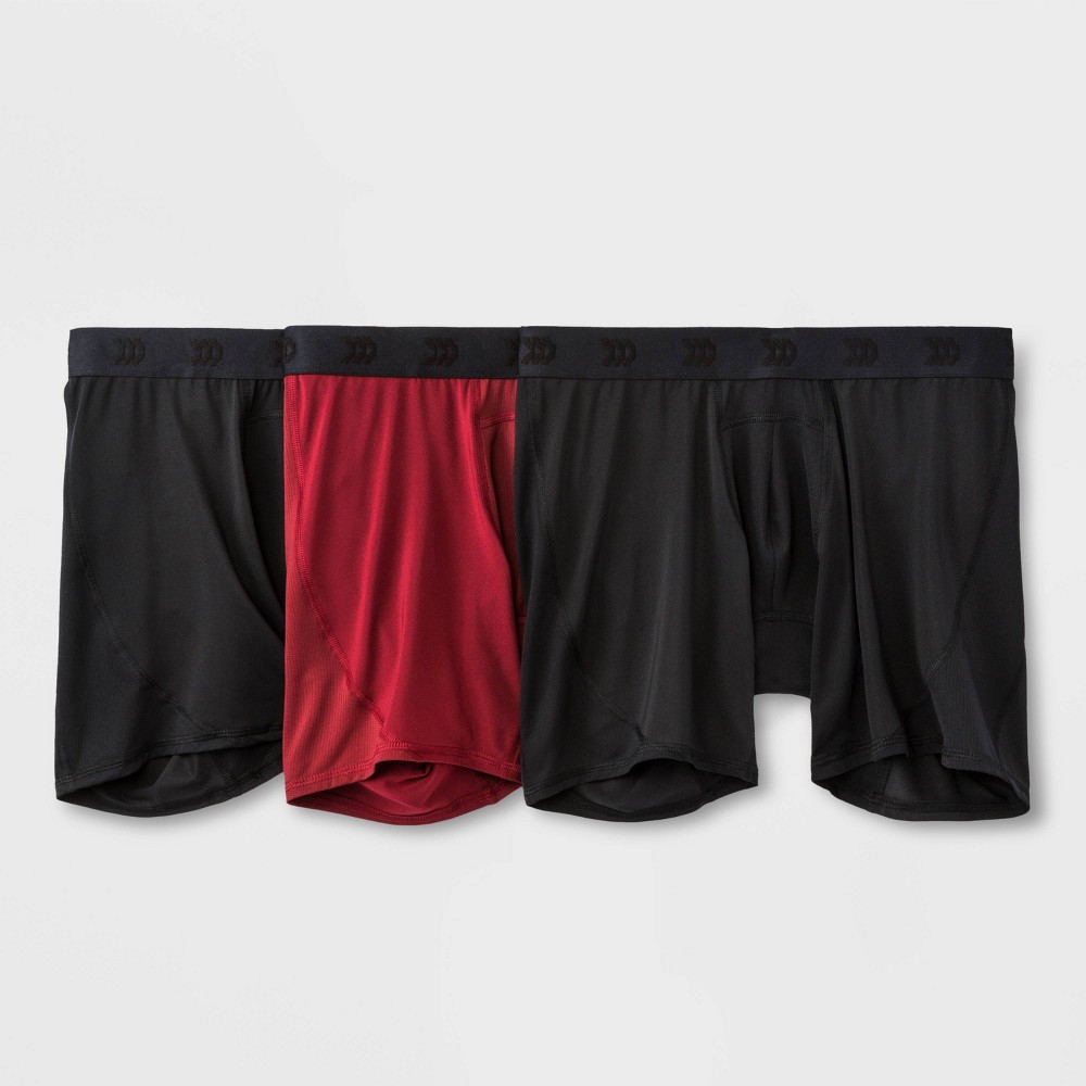 Men's Jersey Mesh Performance 3pk Boxer Briefs - All in Motion™ Black/Red Resistance M
