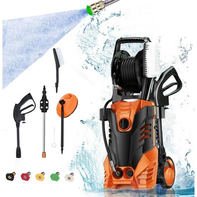 SUGIFT 3000 PSI Electric Pressure Washer, 5 Quick-Connect Nozzles, Built-in Hose Reel, Safe & Portable for Driveways, Cars, and More