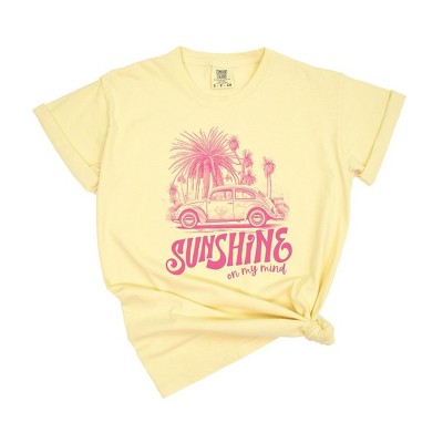 Simply Sage Market Women's Sunshine On My Mind Car Short Sleeve Garment Dyed Tee