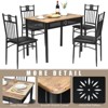 Tangkula 5 Piece Dining Set Wood Metal Table and Chairs Kitchen Furniture Black - 4 of 4