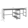 Vynxaria 83" Black Double Computer Desk 2-Person Workstation with Storage Shelves Bookshelf for Home Office - 4 of 4