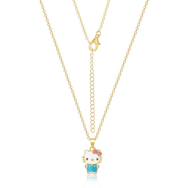 Sanrio Hello Kitty Brass Silver or Gold Plated Enamel Necklace - 18'' Chain, Officially Licensed Authentic, 3 of 5