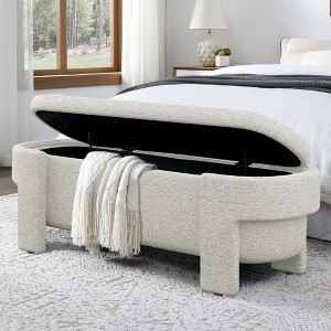 TIRAMISUBEST Linen Fabric Upholstered Bench with Large Storage Space for the Living Room, Entryway and Bedroom - 1 of 4