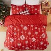 Christmas Duvet Cover Set,  Red Snowflake, Soft Brushed Microfiber, 3-Piece Comforter Cover with 2 Pillow Shams, Button Closure, 8 Corner Ties - 3 of 4