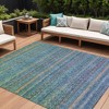 HomeRoots 10' X 14' Teal Blue And Copper Striped Washable Indoor Outdoor Area Rug - 2 of 4