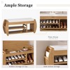 Retro Multifunctional Storage Bench with Cushion & Curved Side Panel - Perfect for Entrance & Living Room - 3 of 4