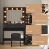 Makeup Vanity Desk Set,Vanity Desk with Lighted Mirror & Charging Station,with 5 Drawers& 3-Tier Cabinet,with Upholstered Stool,for Bedroom-Black - 4 of 4