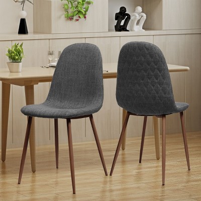 Dining Chairs Set of 2, Dining Chairs with Metal Legs, Upholstered Dining Chair for Kitchen Living Room Dining Room, Gray-Christopher Knight Home