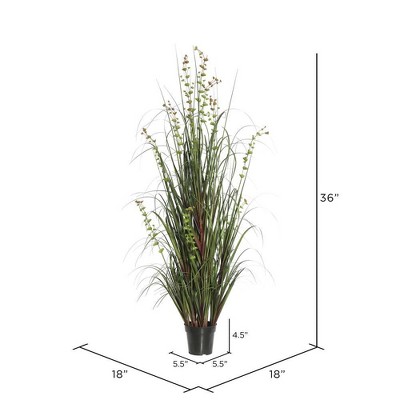 36" Green Plastic Potted Grass and Eucalyptus Arrangement