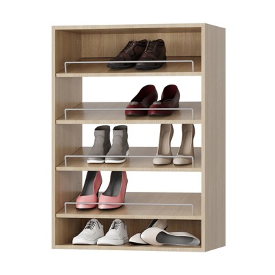 Modular Storage Angled Shelves, Wood Closet Organizer Adjustable, Stacking, Shoe Shelf Unit with 4 Shelves
