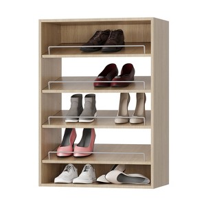 Modular Storage Angled Shelves, Wood Closet Organizer Adjustable, Stacking, Shoe Shelf Unit with 4 Shelves - 1 of 4