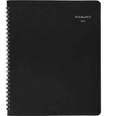 AT-A-GLANCE 2022 7" x 8.75" Weekly/Monthly Appointment Book Planner Black 70-650-05-22