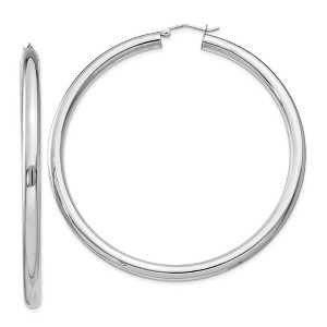 Black Bow Jewelry 4mm Sterling Silver, Extra Large Round Hoop Earrings, 65mm (2 1/2 In) - 1 of 4