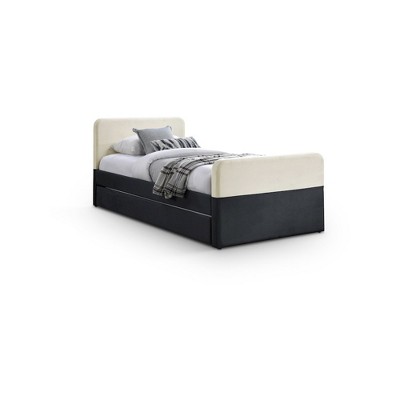 Meridian Furniture,Ivy Black & Cream Velvet Twin Trundle/Storage Bed