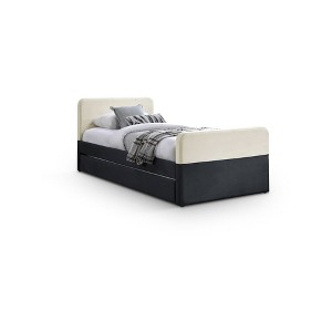 Meridian Furniture,Ivy Black & Cream Velvet Twin Trundle/Storage Bed - 1 of 4