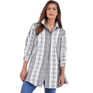 Roaman's Women's Plus Size Kate Tunic Big Shirt - 1 of 4