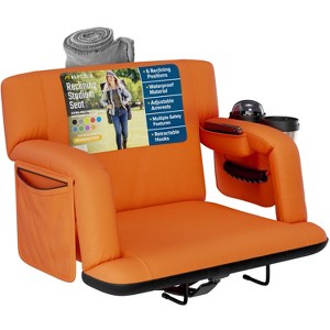 Reclining Stadium Seat for Bleachers with Back Support, Armrests, Cup Holder, Large Pockets, and Waterproof - 1 of 4