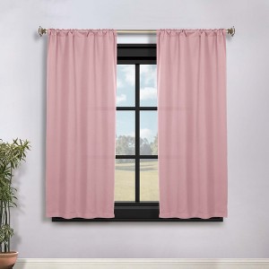 Classic Modern Solid Room Darkening Semi-Blackout Curtains, Rod Pocket, Set of 2 by Blue Nile Mills - 1 of 4