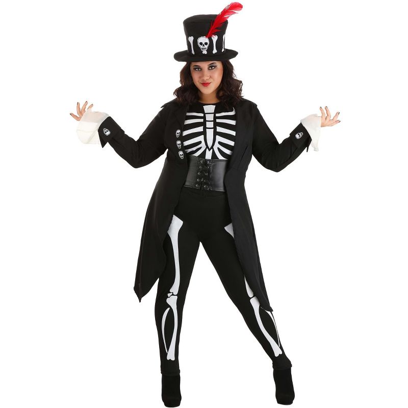 HalloweenCostumes.com Women's Plus Size Witch Doctor Skeleton Costume, 1 of 9