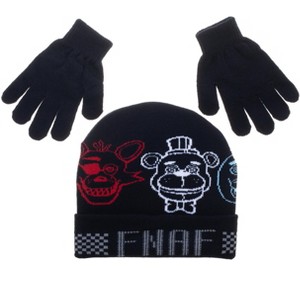 Five Nights At Freddy's Character Heads Youth Camo Cuff Beanie & Magic Gloves - 1 of 1