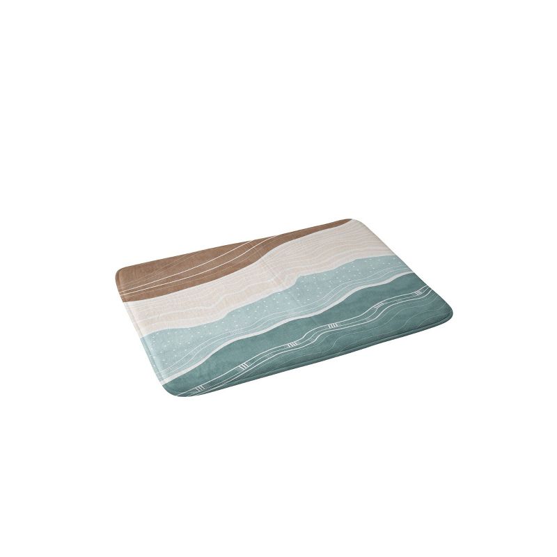 Marta Barragan Camarasa Modern Beach Abstract II Memory Foam Bath Mat Blue/Brown - Deny Designs, 1 of 4