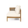 GDFStudio Hiland Outdoor Acacia Wood and Round Wicker 5 Seater Sectional Sofa Set with Cushions, Teak/Beige - 4 of 4