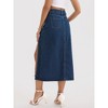 INSPIRE CHIC Women's Denim High Waist A-Line Thigh Split Midi Skirt - 4 of 4
