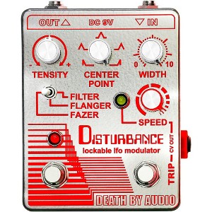 Death by Audio Disturbance Lockable LFO Modulator Filter, Flanger, Fazer Effects Pedal Mirrored Chrome and Red - 1 of 4