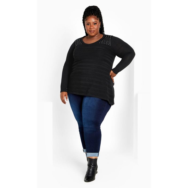 Women's Plus Size Emma Tunic Sweater - black | AVENUE, 3 of 8