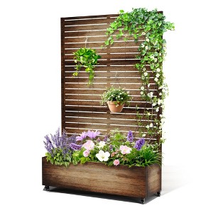 TOAOTBNBO Metal Raised Garden Bed with Trellis and Wheels, Metal Planter Box with Trellis, Garden Box for Climbing Plants, Flower - 1 of 4