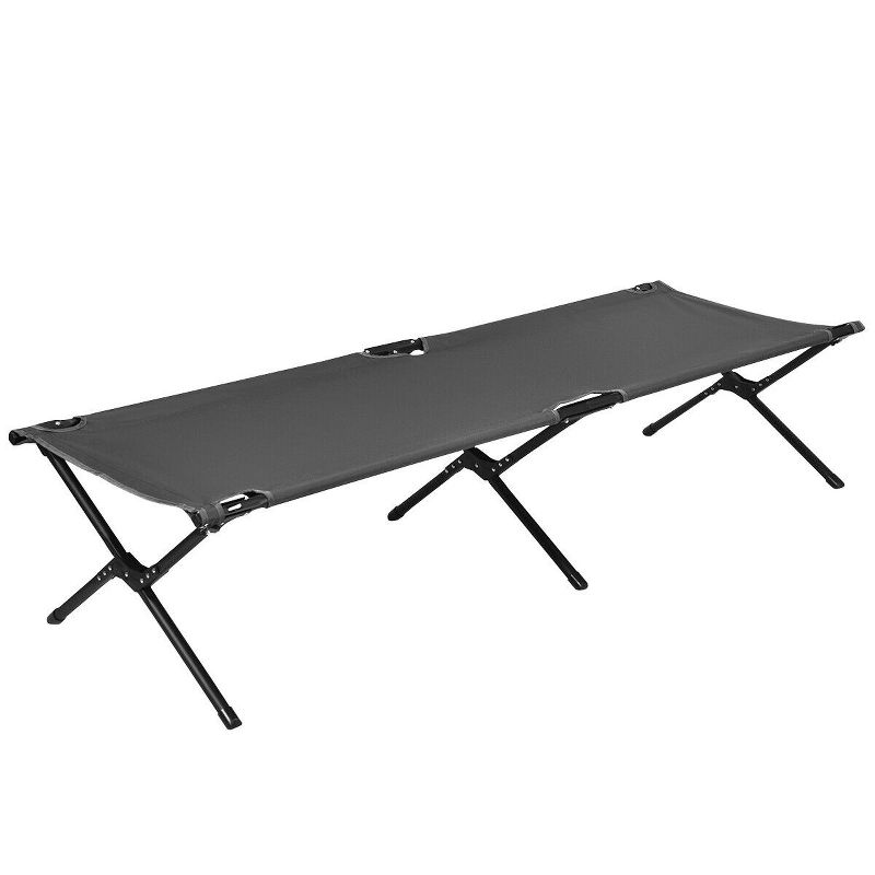 Costway Folding Camping Cot & Bed Heavy-Duty for Adults Kids w/ Carrying Bag 300LBS Grey, 1 of 11