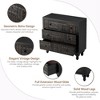 COZAYH Farmhouse 3 Drawer Dresser, Vintage Accent Nightstand, Home Bedroom Wooden Side Table with Geometric Carved Pattern, Mid-Century Style, Black - 3 of 4