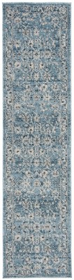 Charleston Vintage-Inspired Navy & Light Grey Synthetic Area Rug - 2' x 8'