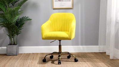 Blue Velvet Adjustable Swivel Task Chair with Gold Metal Base
