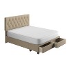 Full Henley Linen Tufted Upholstered Platform Bed with Storage Drawers Ivory - Eco Dream: Smooth Euro Glides, No Box Spring Required - 3 of 4