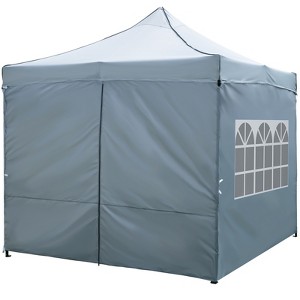 Costway 10 x 10 FT Pop up Canopy Tent with 4 Removable Sidewalls, Wheeled Bag, Sandbags Pink/White/Gray - 1 of 1